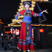 云贵川彝族服装凉山7月火把节，演出服饰少数民族，女装舞蹈服壮族