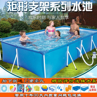 超大支架儿童游泳池家用大型成人充气水池家庭户外夹网简易泳池