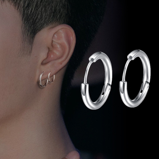 个性韩国耳环男士钛钢单只黑色耳钉潮男时尚学生饰品耳扣耳坠配饰