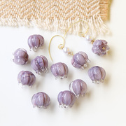日系气质紫色琉璃花苞穿孔珠配件diy手作耳环头饰项链材料