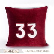 蓝梦格调样板房抱枕棒球主题房儿童房创意红色男孩房床品沙发靠垫