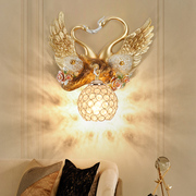美式天鹅壁灯动物装饰创意，客厅电视墙，卧室床头过道楼梯欧式水晶灯