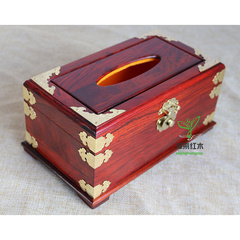 红木工艺纸巾盒镂空雕花实木客厅红酸枝木翻盖纸巾筒