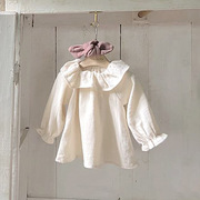 女童娃娃衫韩版童装秋季婴儿衬衣，周岁女宝宝可爱翻领衬衫秋装
