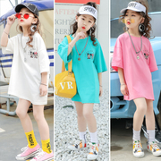 女童t恤夏季中长款宽松短袖中大童卡通T恤儿童韩版半袖上衣连衣裙