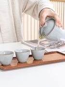 水墨哥窑陶瓷，旅行茶具外出月白汝窑茶具，旅行茶具便携