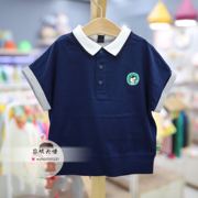 韩国中小童装夏季男童，宝宝儿童韩版翻领，休闲深蓝短袖t恤
