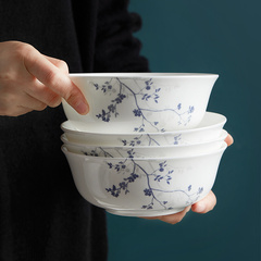 骨瓷米饭碗6只家用陶瓷面碗中式大号碗6寸7寸简约田园风4只组合