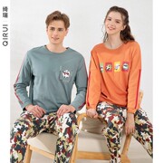 绮瑞情侣家居服女春秋季纯棉时尚，卡通睡衣男学生，长袖休闲运动套装