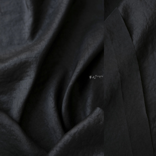 事儿 双面黑香云纱面料—100%真丝龟裂纹莨绸 设计师布料 /半米价
