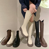 长筒靴女2023秋季马丁靴，圆头复古厚底短靴，小个子不过膝骑士靴