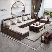 新中式冬夏两用沙发中式轻奢乌金木家具，实木布艺约沙发组合