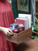 北美黑胡桃实木杂物盒木质收纳盒桌面整理储物长方形简约陈列盒