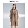 MEDECOO/墨蒂珂2024春季西装领双排扣长款风衣外套女MIC32107