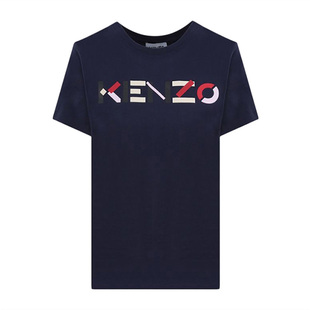 KENZO/高田贤三女士深蓝色字母图案印花短袖T恤FB52TS8404SA
