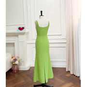 英国canarykiss优雅吊带礼服，连衣裙长裙显白绿色修身早春时尚