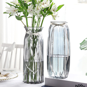 北欧创意轻奢简约透明玻璃花瓶水养富贵竹百合插花干鲜花客厅摆件