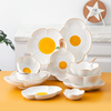 简约太阳蛋陶瓷碗碟套装可爱碗盘汤碗米饭碗创意烤盘餐具2022