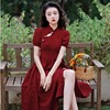 旗袍2024年年轻少女，款中国风女装红色敬酒服小个子，改良连衣裙
