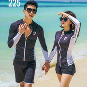 情侣款泳衣女分体保守三件套长袖冲浪服韩国温泉游泳装男士bikini