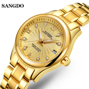 sangdo手表女表机械表全自动女士桑德防水钢带镶钻水钻金色时装表