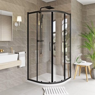 哑黑304不锈钢弧形扇形淋浴房卫生间浴室隔断屏风玻璃干湿分离
