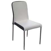 可叠放餐椅现代简约家用凳子黑白色皮不锈钢椅酒店餐厅椅靠背