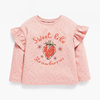 女童草莓长袖T恤粉红色上衣儿童纯棉春秋装宝宝木耳边打底体恤衫6