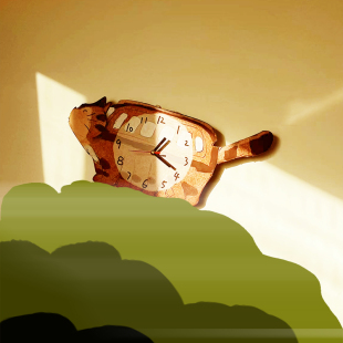 创意可爱宫崎骏猫车挂钟二次元装饰壁钟静音原创挂钟龙猫车时钟表