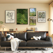 中古客厅装饰画现代简约绿色，小众艺术挂画美式复古沙发背景墙壁画