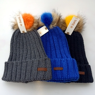 外贸冬女毛线帽子个性双色大毛球球针织帽子防雪防风冷帽INS棉帽