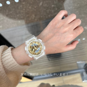 日本G-shock金色表盘透明表带 卡西欧Casio冰韧防水运动情侣手表