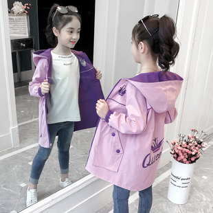 女童外套春装2024韩版童装儿童女孩春秋季洋气，网红中长款风衣