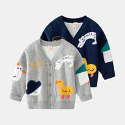 儿童毛衣开衫针织春秋装韩版动物卡通小男童洋气宝宝V领长袖外套