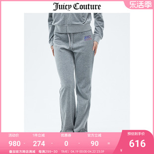 juicycouture橘滋休闲裤，女春季美式运动高腰，直筒天鹅绒长裤