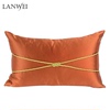 缎面橙色古典新中式简约抱枕软包酒店软装沙发靠枕腰枕腰垫枕