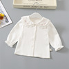 女童衬衫长袖加厚儿童秋装娃娃，领上衣白色宝宝打底衫开衫婴儿衣服