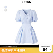 乐町v领蝴蝶结公主裙夏季女收腰衬衫裙C1FAD2E11