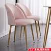 餐椅现代简约家用梳妆轻奢化妆椅网红美甲凳北欧风科技布粉色椅子
