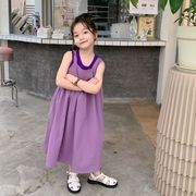 韩国童装女童纯棉连衣裙2023夏季洋气吊带背心裙宽松儿童长裙