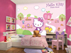 女孩儿童公主卧室墙贴纸床头，房门hellokitty猫壁画壁纸粉色装饰画