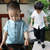 儿童汉服男夏棉麻衬衫中国风衣服和尚服短袖薄款宝宝古装儿童唐装