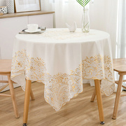餐桌布正方形圆桌桌布台布免洗欧式防烫pvc塑料防水防油蕾丝 烫金
