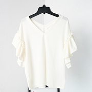 B3-7思琪女装 洋气的袖子设计V领宽松蝙蝠款厚雪纺衬衫