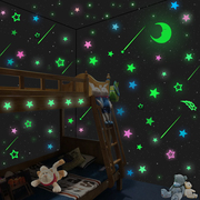 3d立体天花板装饰自粘卧室儿童房发光星星夜光贴墙壁贴纸莹