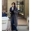 haloluu羊毛灰色大衣女，冬季韩系高级感夹棉，加厚宽松长款毛呢外套