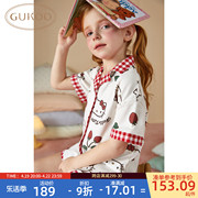 gukoo果壳睡衣女童，夏季hellokitty联名可爱儿童家居套装b
