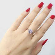 日韩版简约经典2克拉仿真裸钻戒钻石，925纯银活口求婚女结婚戒指环