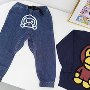 MIJELLO/秋款儿童 猴子卡通香蕉哈伦牛仔裤 男童休闲长裤