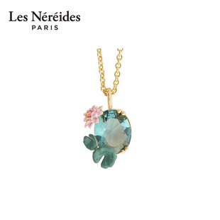 Les Nereides莫奈睡莲系列 蓝色星钻与莲花 项链